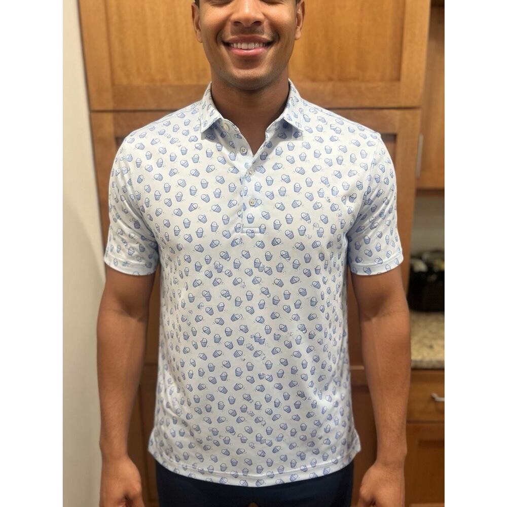 Vineyard Vines Mens OTG On The Go Sankaty XL Bucket Of Golf Ball 92/8 Blend Polo